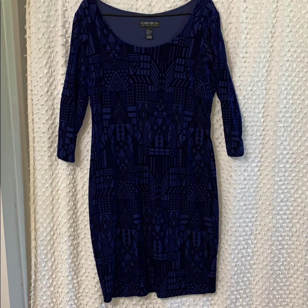 Navy suede fitted dress